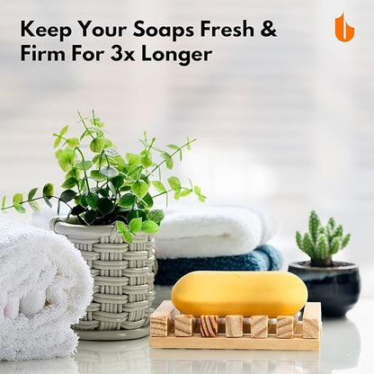 Urbanstrive Eco-Friendly Natural Wooden Soap Dish Soap Saver Holder Soap Tray for Bathroom, Biodegradable, Zero Waste, Plastic Free (Wooden)