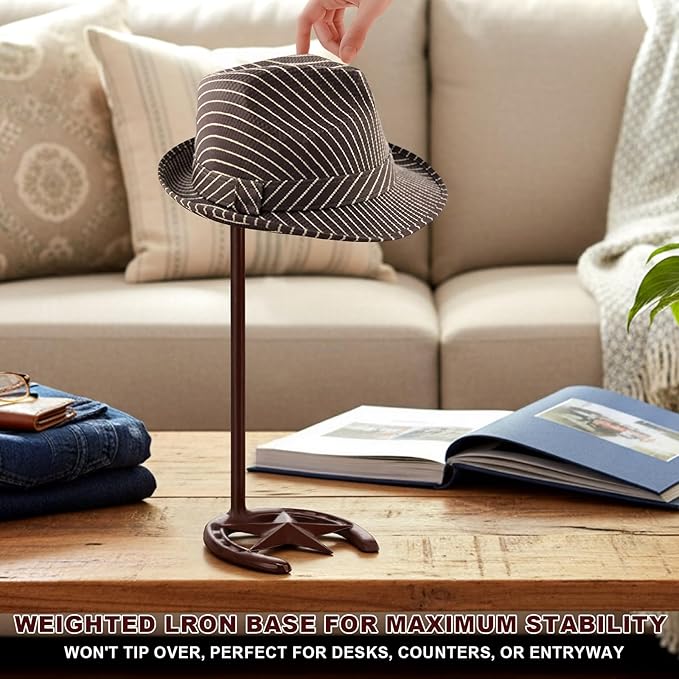 2 Pack Cowboy Hat Rack Stand Cowboy Hat Display Holder with Western Horseshoe Decor Vintage Gifts for Fedoras, Sun Hats, Iron & Bronze, Equestrian Supply (Stylish)