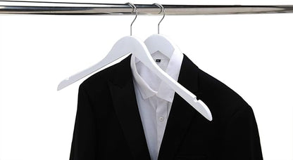 Quality Semi Curved White Wooden Suit Hangers, 80-Pack Smooth Finish Solid Wood Coat Hanger with Swivel Hook, Jacket, Pant, Dress Clothes Hangers White, 80