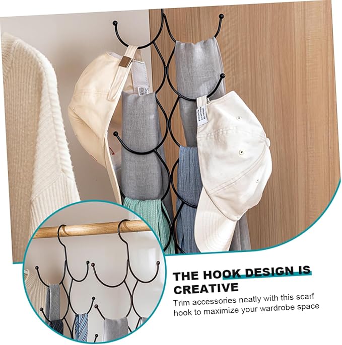 STOBAZA Multi Tie Organizer Hanger Versatile Scarf and Tie Storage Rack for Closet Sturdy Design for Space-Saving Organization of Scarf and Shawls