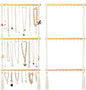 UREYMX Hanging Jewelry Organizer Macrame Necklace Holder, with 30 Hooks, Over Door Necklace Rack, Wall Mounted Jewelry Hanger with Tassel Boho for Necklace Headband Bow Earring Bracelet