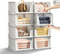 5 Packs Stackable Plastic Storage Basket for Closet Foldable Closet Organizers and Storage Bins for Shelves Storage Drawer Container for Clothes, Wardrobe, Pantry, 5L
