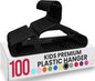 Utopia Home Kids Hangers 100 Pack - Plastic Baby Hangers for Closet - Childrens Hanger for Clothes & Infant Hanger for Closet - for Everyday Standard Use (Black)