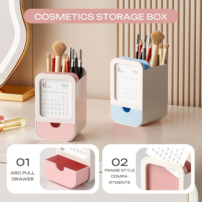 Sleek Makeup Brush Holder Organizer – Modern Cosmetic Brush Cup with Elegant Design, for Makeup Brushes, Lipsticks, Bathroom Vanity & Desktop Storage (Pink)
