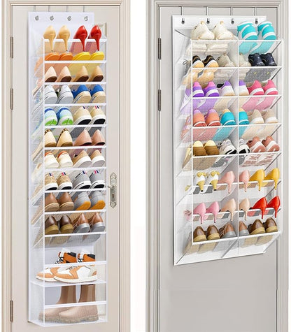 MISSLO 12 Tier Over the Door Shoe Organizer Bundle with 24 Pairs Over the Door Shoe Organizer