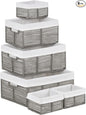 Vagusicc Wicker Storage Basket, 6 Pack Baskets for Organizing, Wicker Baskets with Handle, Rectangular Wicke Basket for Storage Shelves, Cube Storage Bins for Closet/Clothes/Dresser, Grey