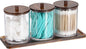 3 Packs Acrylic Cotton Swab Holder Qtip Holder Bathroom Accessories Storage Container with Tray Qtip Dispenser with Lid for Dental Floss