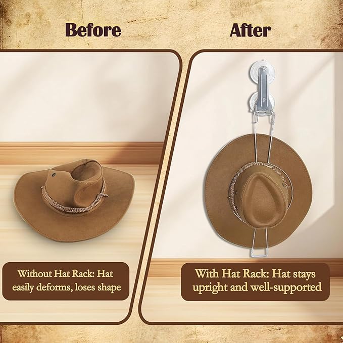 Car Hat Holder for Truck SUV – Suction Cup Cowboy Hat Rack for Car Windshield, Stainless Steel Hat Hanger Keeps Hats Shape, Vehicle Hat Organizer for Travel, Road Trips & Daily Commute