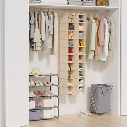 MAX Houser 10-Shelf Hanging Shoe Shelf Organizer, Hanging Shoe Storage for Closet (Beige)