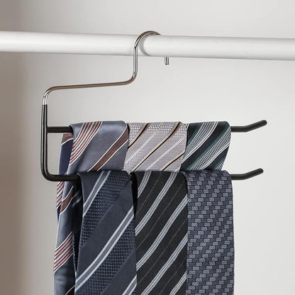 SHIMOYAMA Pants Hangers, 5 Pack, Double Rod Pant Hanger for Jeans, Space-Saving Slack Hangers, Trouser Hangers, Black