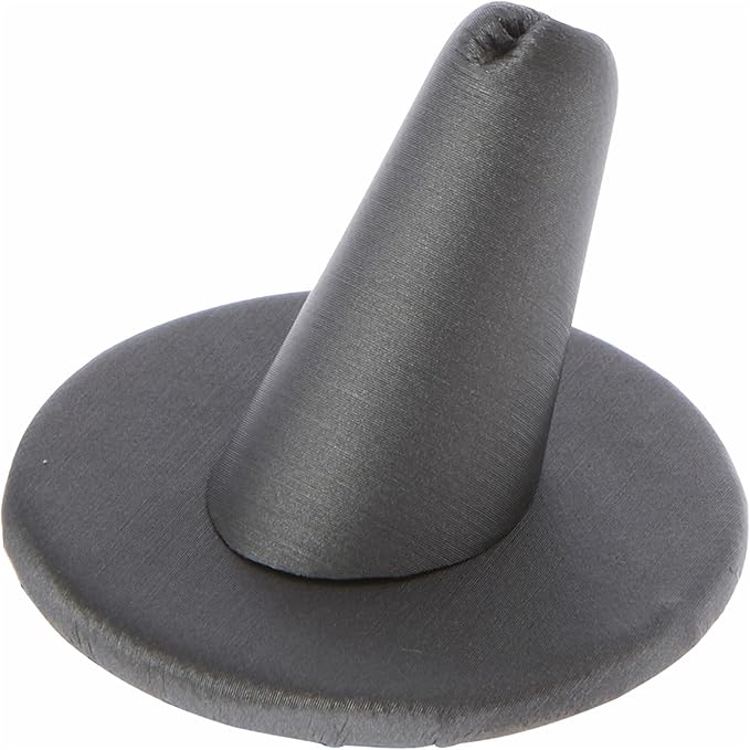Plymor Gray Faux Leather Ring Finger Display, Single on Round Base, 2" W x 2" D x 1.25" H