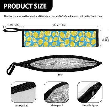 COEQINE Lemon Travel Silverware Holder Case Reusable Portable Travel Tableware Lightweight Portable Lemon Flatware Organzier Bag With Zipper Portable Reusable