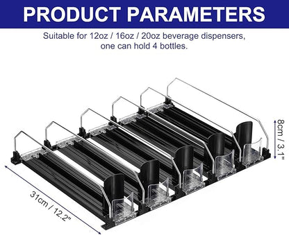 uxcell 5pcs Soda Can Organizer for Refrigerator, Self-Pushing Drink Organizer for Fridge, Width Adjustable Drink Dispenser Beverage Pusher For Pantry Vending Machine, Black