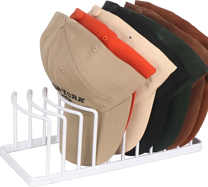 Hat Organizer for Baseball Caps - Space Saving Hat Stand Hold 10 Caps - Premium Metal Hat Rack for Baseball Caps Display & Organizer Neat and Orderly - Hat Organizer for Closet