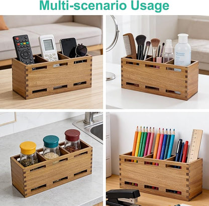 Farmhouse Wooden Silverware Utensil Caddy Cutlery Holder Small Acacia Wood Utensil Holders Organizer for Kitchen Count Party Fork Spoon Storage Organizer Table Silverware Holder Flatware Caddy Basket