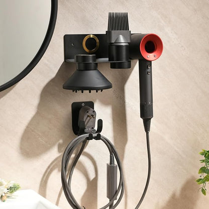 Hair Dryer Holder Wall Mount for Dyson Supersonic Airwrap Hair Dryer, Wall Mounted Hair Tool Organizer, Metal Blow Dryer Holder Attachments Storage for Bathroom and Salon, Black