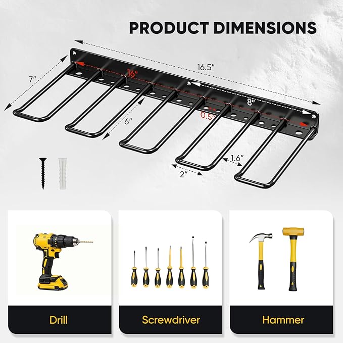 POKIPO Power Tool Organizer, 4 Drill Holder Wall Mount, Heavy Duty Garage Tool Organizer and Storage, Suitable Tool Rack for Tool Room, Workshop, Garage