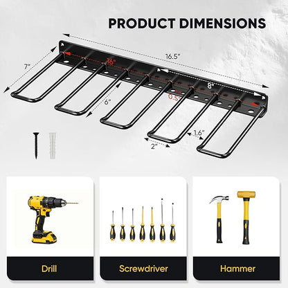 POKIPO Power Tool Organizer, 4 Drill Holder Wall Mount, Heavy Duty Garage Tool Organizer and Storage, Suitable Tool Rack for Tool Room, Workshop, Garage
