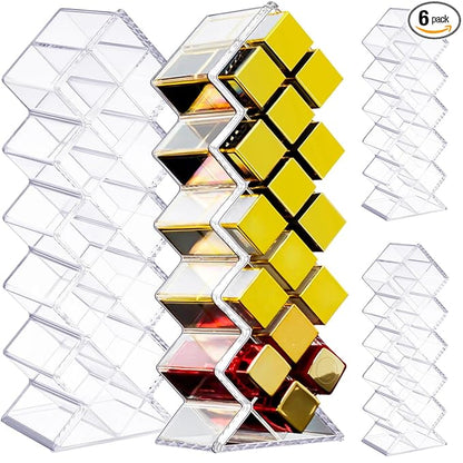 6 Pack Acrylic Lipstick Holder Organizer 96 Slots Clear Lip Gloss Holder Organizers Stackable Fish Shape Lipsticks Tower Lipstick Case Display Stand Storage Box for Makeup Cosmetic Vanity drawer