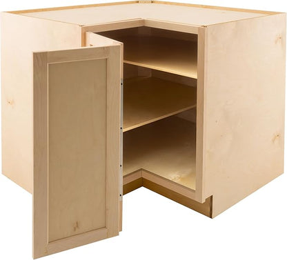 Quicklock RTA (Ready-to-Assemble) | Base Kitchen Cabinets - Shaker Style | Made in America (Raw Maple, 36" W x 34.5" Hx24 D Easy Reach)