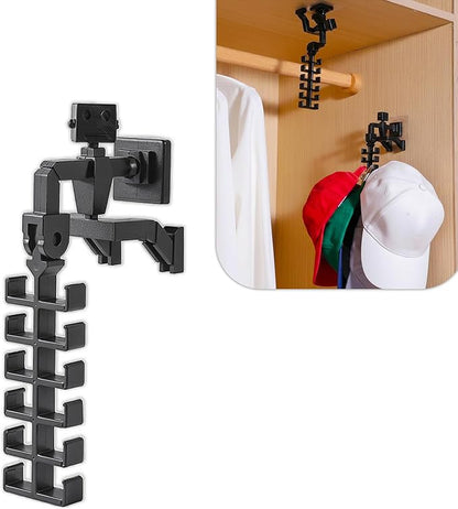 Baseball Hat Organizer | Adjustable Hat Holder for Closet & Hat Holder on Wall for Caps, Toys, Belts, Purse | Adhesive Hat Hooks for Wall & Closet Holds 12 Caps | Hat Hangers for Closets