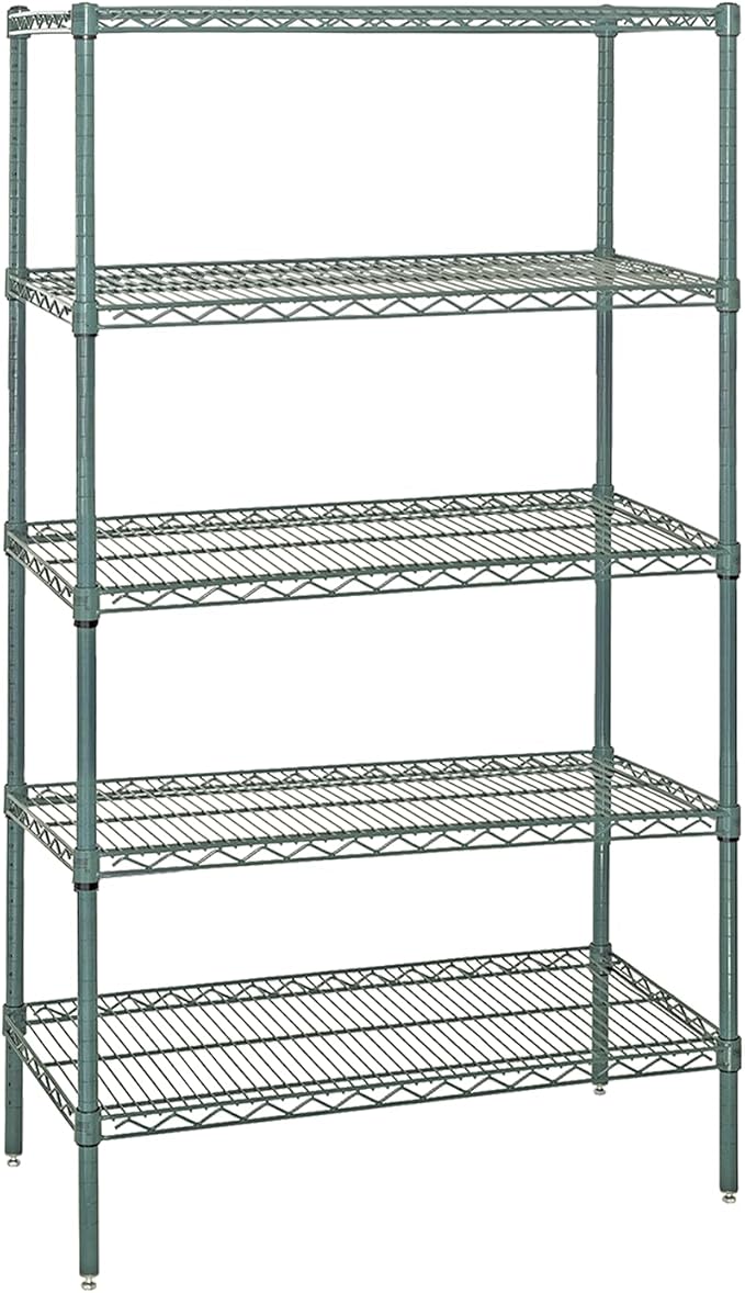 Quantum Storage Systems WR63-3048P-5 Starter Kit Wire Shelves Green Epoxy 5 Shelves 63" H x 48" W x 30" D