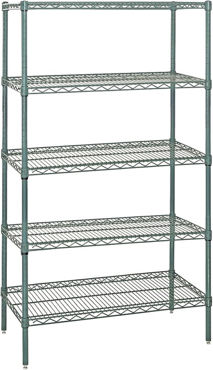 Quantum Storage Systems WR63-3048P-5 Starter Kit Wire Shelves Green Epoxy 5 Shelves 63" H x 48" W x 30" D