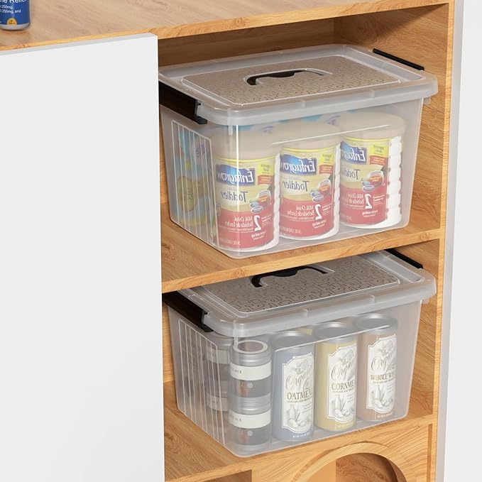 18 Quart Clear Plastic Storage Box with Handle, Latching Bins with Lid, 4 Packs