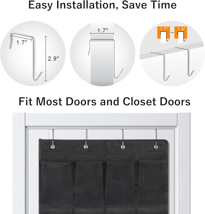 F-color 16-Pocket Hanging Organizer - Over the Door Shoe Organizer, Cruise Essentials for Cabin & RV, Breathable Mesh Storage Pockets, Space Saving Hanging Storage Holder with 4 Sturdy Metal Hooks