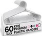 Utopia Home Kids Hangers 60 Pack - 11 Inch Plastic Baby Hangers for Closet - Childrens Hanger for Clothes & Infant Hanger for Closet - Non-Slip Shoulder Grooves, Strap Hooks & Pants Bar (White)