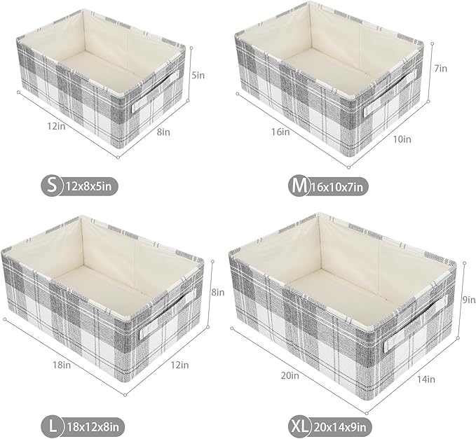 ANMINY 2 Pack Closet Storage Baskets for Shelves, 16 x 10 Inch Collapsible Fabric Storage Bins Washable Cloth Closet Organizing Bins Decorative Storage Baskets with Handles, Light Gray