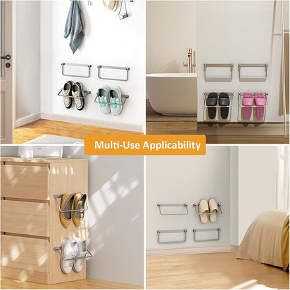 i frmmy Foldable Wall-Mounted Shoe Rack- Aluminum Hanging Shoe Organizer, Efficient Holder and Storage Rack for Various Shoes, Door Shoe Hangers- 2 Packs