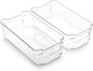 BINO | Stackable Storage Bins, Medium - 2 Pack THE STACKER COLLECTION Clear Plastic Built-In Handles BPA-Free Containers for Organizing Kitchen Pantry Multi-Use Organizer Bins
