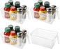 Hedume 4 Pack Plastic Storage Bins with Handle, BPA-Free Kitchen Pantry Cabinet Refrigerator Food Storage Organizer for Snacks, Food, Produce, Pasta