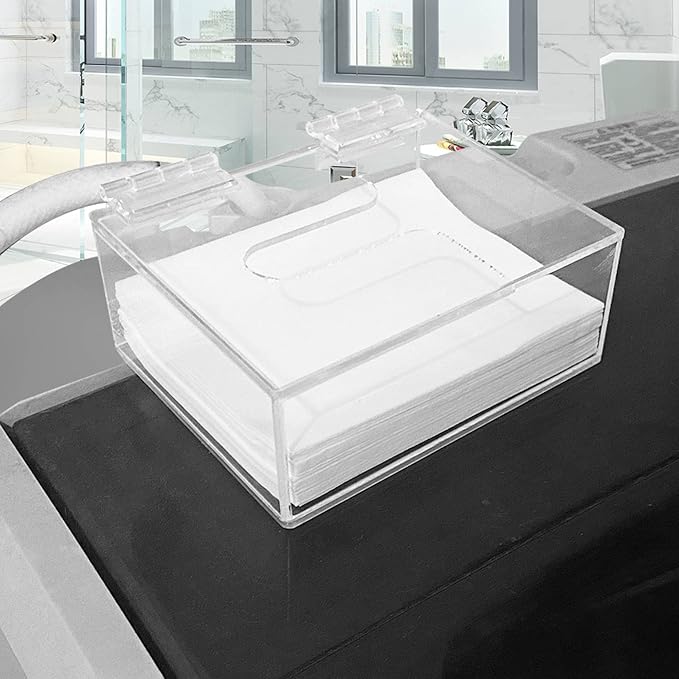 YeeBeny Laundry Detergent Sheets Organizer Compatible with Earth Breeze - Clear Acrylic Dispenser with Lid for Laundry Room