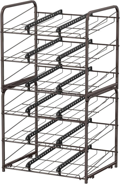 BTY Can Organizer for Pantry Stackable 2 Pack, Can Storage Organizer Rack Stacking Can Dispensers Small Space Holds up to 36 Cans for Pantry, Kitchen, Cabinet- Brown