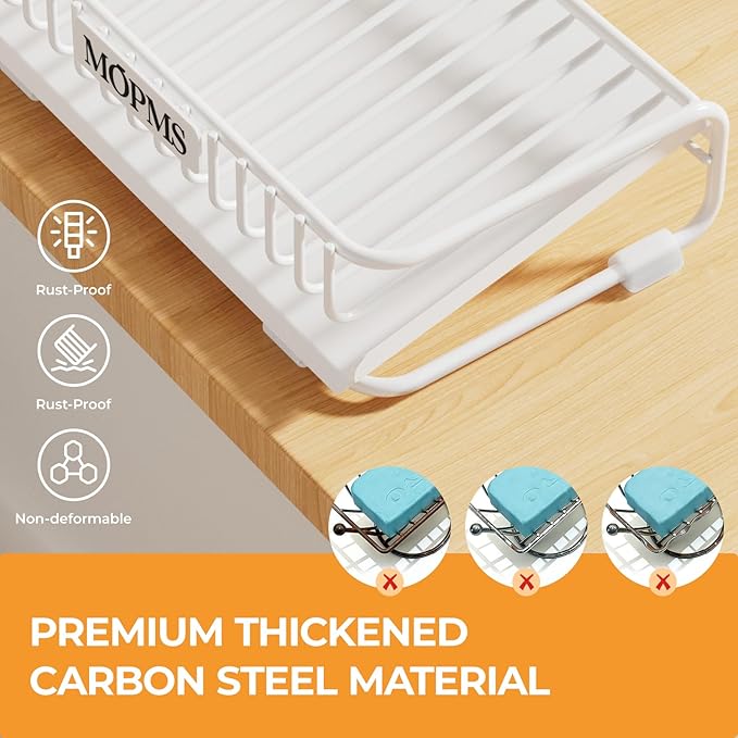 Self Draining Soap Dish, Carbon Steel Bar Soap Holder for Shower, Waterfall Design Soap Saver for Bathroom, Kicthen Sink and Countertop