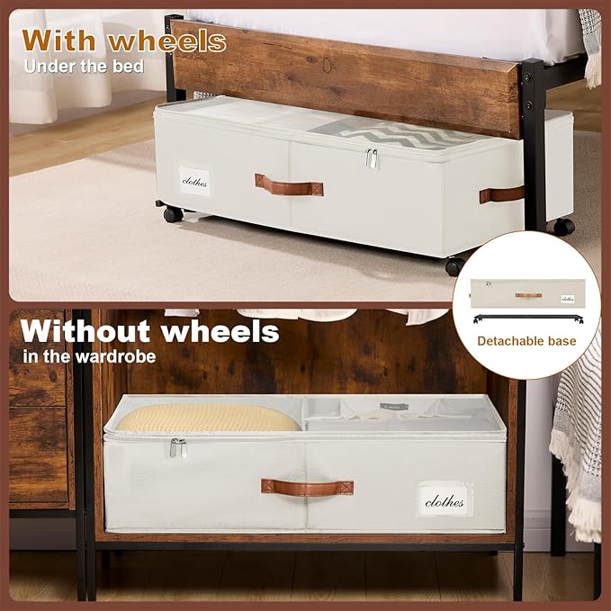Under Bed Storage Containers with Wheels 9.5 inches Higher Under Bed Storage XXXL Underbed Shoes Blankets Clothes Storage Organizer 2 Pack Under the Bed Storage for College Dorms Bedroom Nursery Rooms
