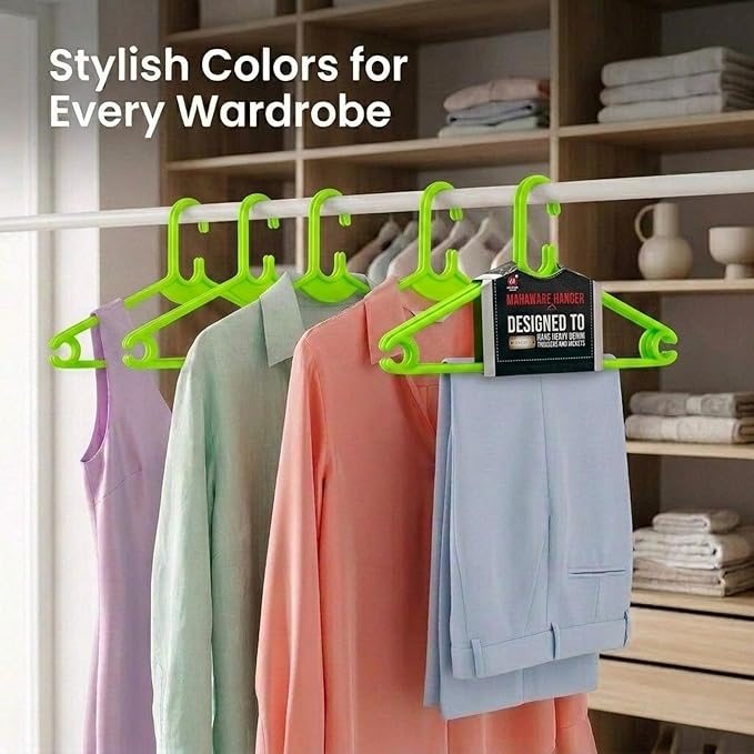 Sturdy Polypropylene Hanger, Pack of 12,Green l Cloth Hanger l Dress Hangers l Hanger for Clothes Hanging