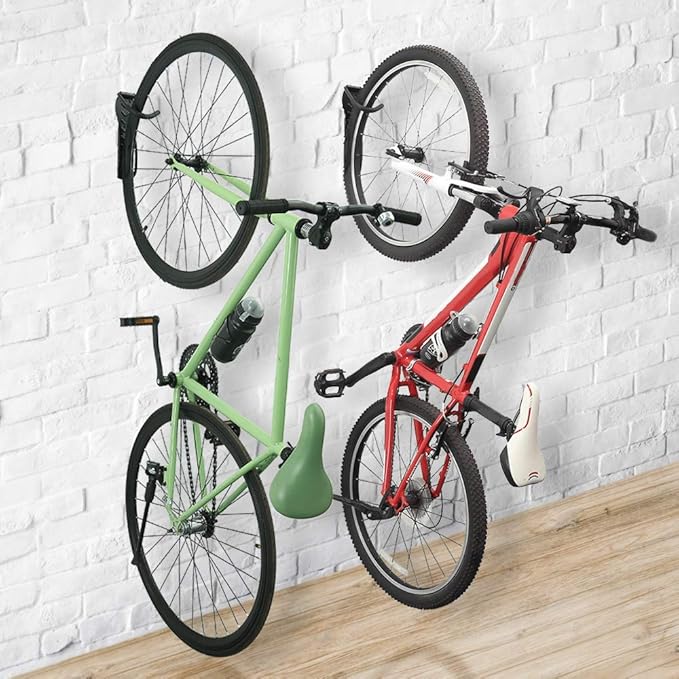 Wallmaster 8-Bin Storage Bins Garage Rack System & Bike Rack for Garage 2-Pack Bike Hooks Bike Hanger Wall Mount