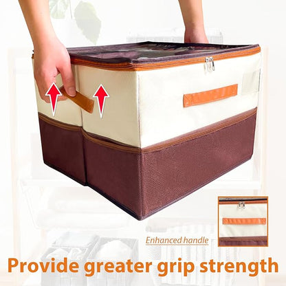 16-Grid Multifunctional Foldable Shoe Organizer, Collapsible Fabric Bin with Handles & Mesh Pockets, Space-Saving Stackable Closet Storage for Shoes, Socks & Accessories (16.9"x16.9"x12.2")