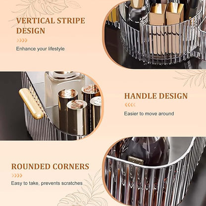 Spinning Makeup Organizer Countertop for Vanity,Dresser Organizer with Rotating Brush Holder,Beauty Storage Holder,Skincare Organizer,Perfume Organizer,Bathroom Counter Organizer