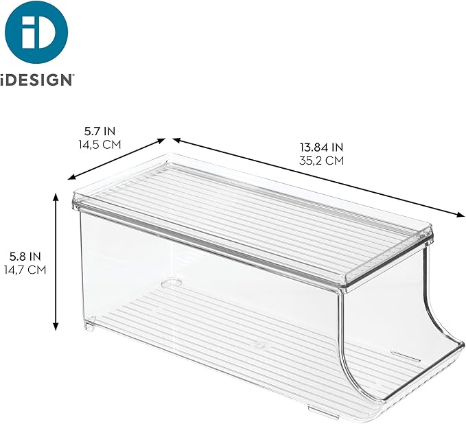 iDesign Soda Can Organizer with Lid for Pantry or Refrigerator - Clear - Made in USA