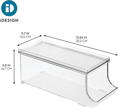 iDesign Soda Can Organizer with Lid for Pantry or Refrigerator - Set of 2 - Clear - Made in USA