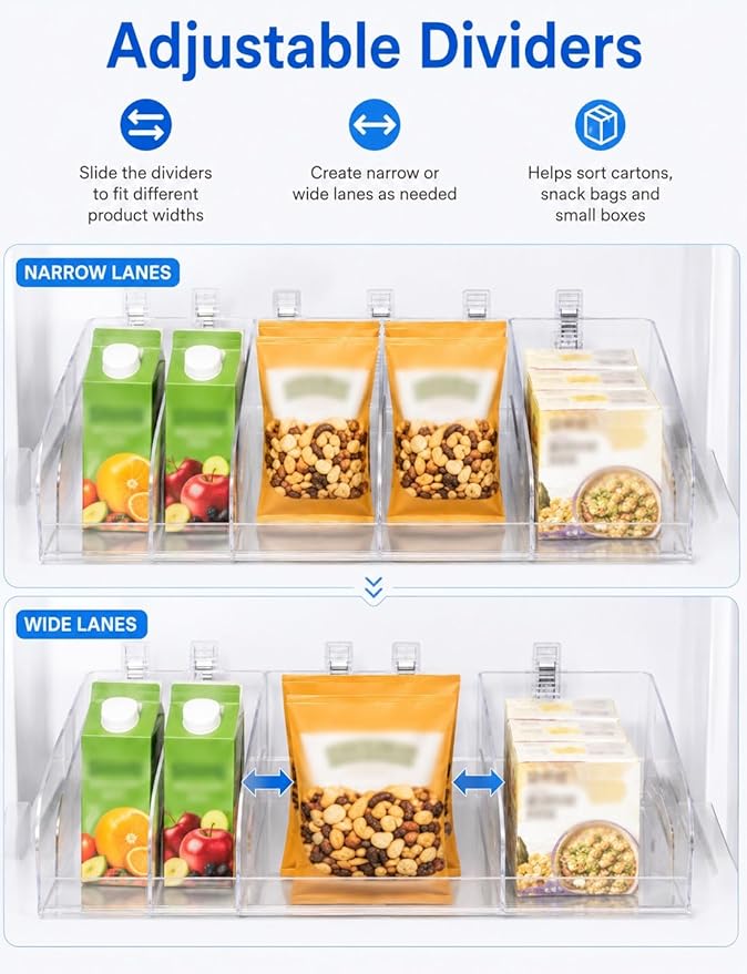 Adjustable Sliding Organizer, Self-Feed Fridge Tray, Rolling Beverage Storage for Pantry, Kitchen and Retail Shelves(3 PCS,25 cm)