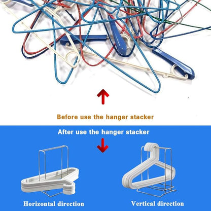 Hanger Stacker Clothes Hanger Organizer Rack Sturdy Stainless Steel Clothes Caddy Storage Holder Stacker for Closet & Room Tidier Laundry Rooms Drying Rack