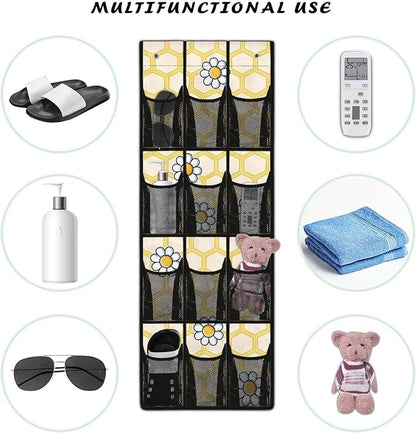 Honeycomb Hanging Organizer for Cruise Ship Essentials,Mesh Pocket Over the Door Shoe Organizer Space Saving Large 12 Pockets Sturdy Quick Dry Mesh Organizer Hanging with 2 Holes