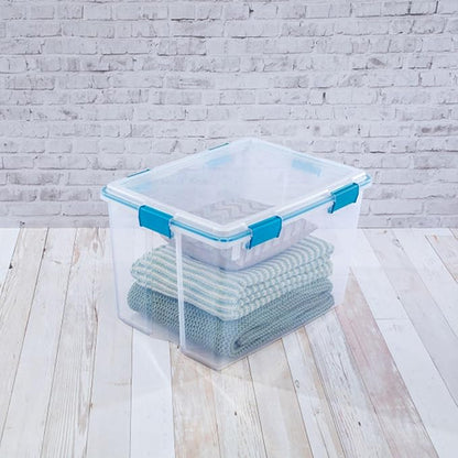 Sterilite 8-Pack Gasket Box, Weather-Resistant Storage Bins with Latching Lids, 80 Quart - Heavy-Duty Organizing Containers for Closet, Bathroom, and Office