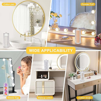33.8oz Clear Cosmetic Cotton Pads Rounds Holder Easy Accessing Acrylic Makeup Removers Pad Organizer Dispenser with Removable Lid for Bathroom Bedroom Storage Display Rack