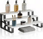 Cologne Organizer for Women,3 Tier Bathroom Organizer,Makeup Organizers,Perfume Stand for Dresser,Wooden Display Riser for Vanity,Bedroom,Waterproof(White-Width=14")